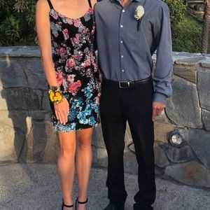 Homecoming cocktail sequin multicolored mini dress